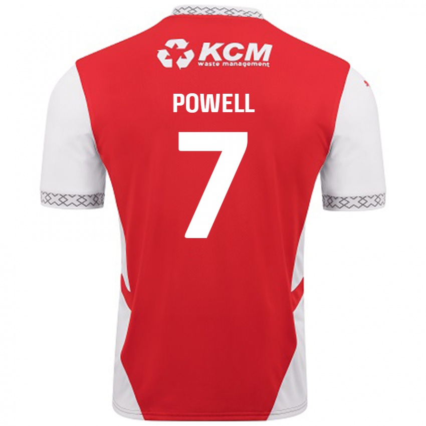 Enfant Maillot Joe Powell #7 Rouge Blanc Tenues Domicile 2024/25 T-Shirt Belgique