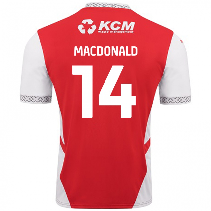 Enfant Maillot Alex Macdonald #14 Rouge Blanc Tenues Domicile 2024/25 T-Shirt Belgique