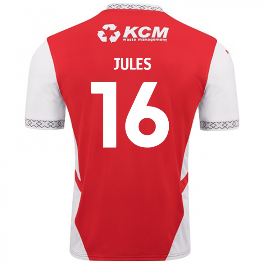 Enfant Maillot Zak Jules #16 Rouge Blanc Tenues Domicile 2024/25 T-Shirt Belgique