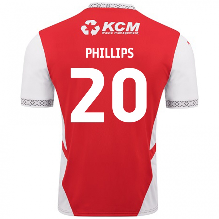 Enfant Maillot Dillon Phillips #20 Rouge Blanc Tenues Domicile 2024/25 T-Shirt Belgique