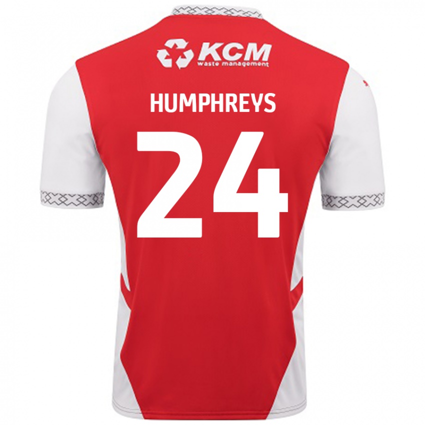 Enfant Maillot Cameron Humphreys #24 Rouge Blanc Tenues Domicile 2024/25 T-Shirt Belgique