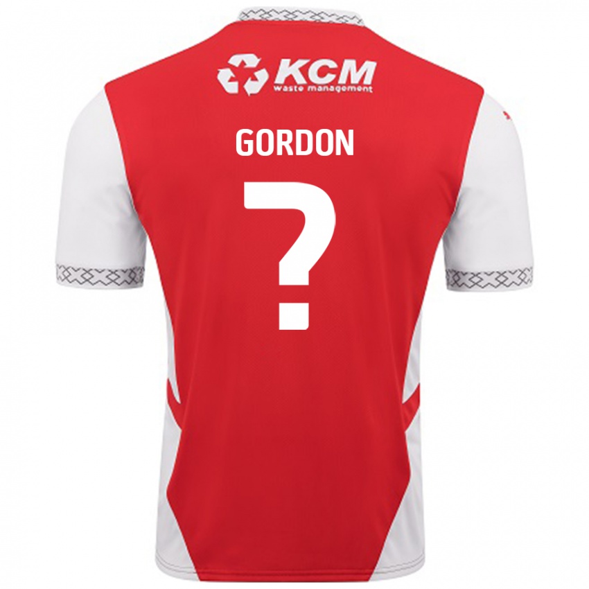 Enfant Maillot Owain Gordon #0 Rouge Blanc Tenues Domicile 2024/25 T-Shirt Belgique