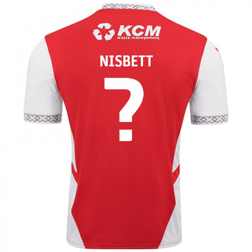 Enfant Maillot Kanye Nisbett #0 Rouge Blanc Tenues Domicile 2024/25 T-Shirt Belgique