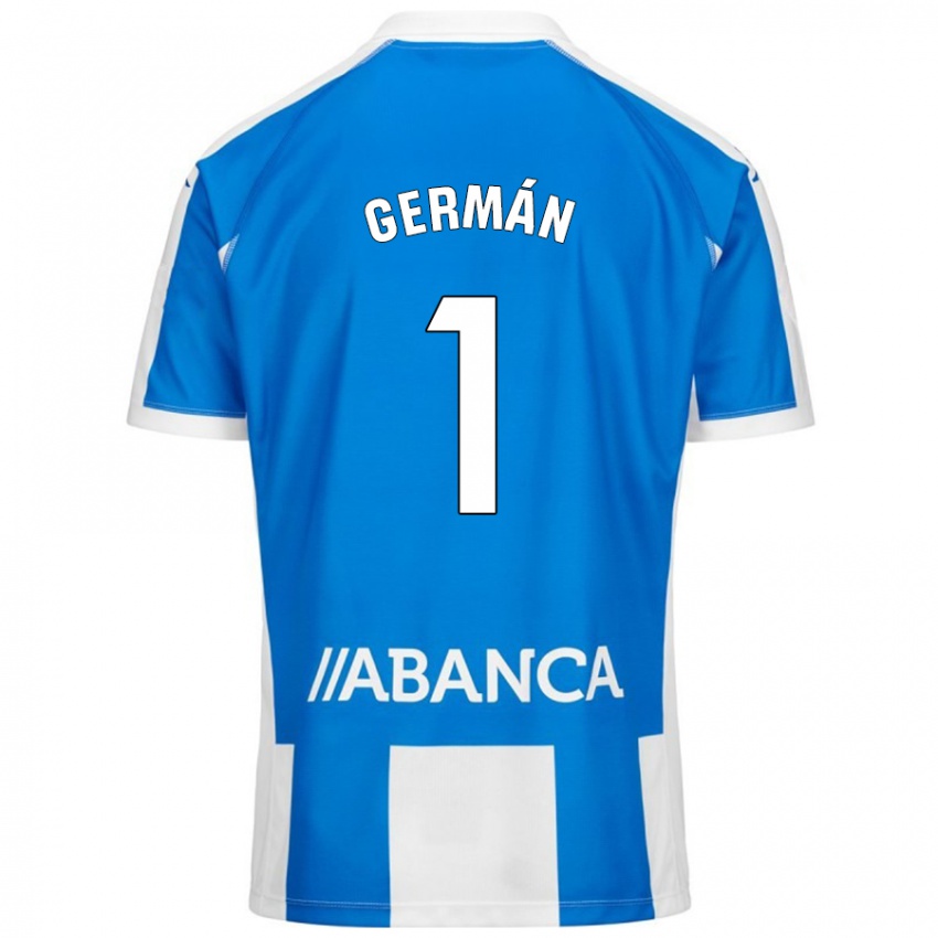 Enfant Maillot Germán Parreño #1 Bleu Blanc Tenues Domicile 2024/25 T-Shirt Belgique