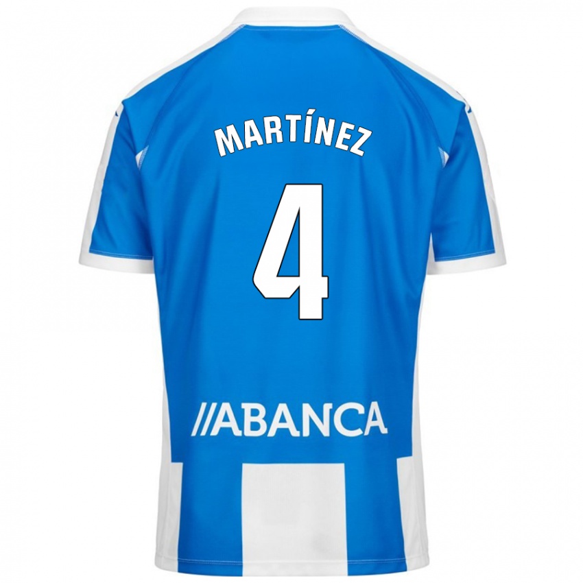 Enfant Maillot Pablo Martínez #4 Bleu Blanc Tenues Domicile 2024/25 T-Shirt Belgique