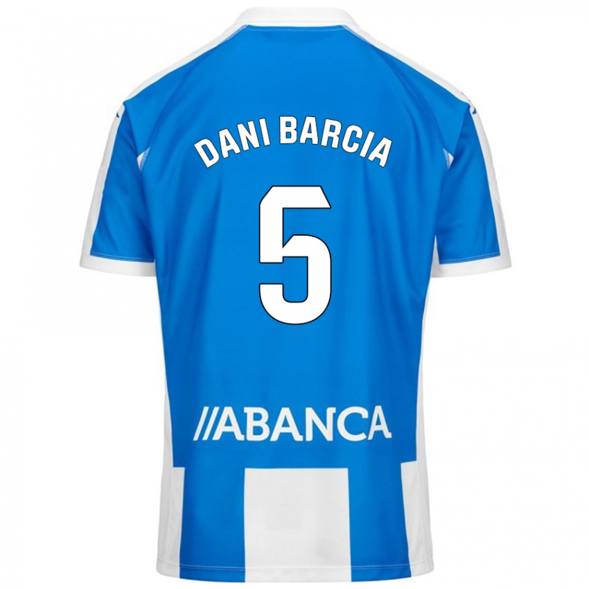 Enfant Maillot Dani Barcia #5 Bleu Blanc Tenues Domicile 2024/25 T-Shirt Belgique