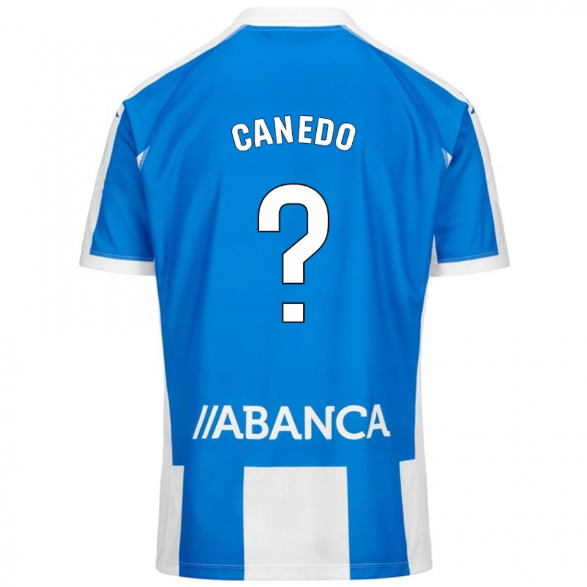 Enfant Maillot Damián Canedo #0 Bleu Blanc Tenues Domicile 2024/25 T-Shirt Belgique