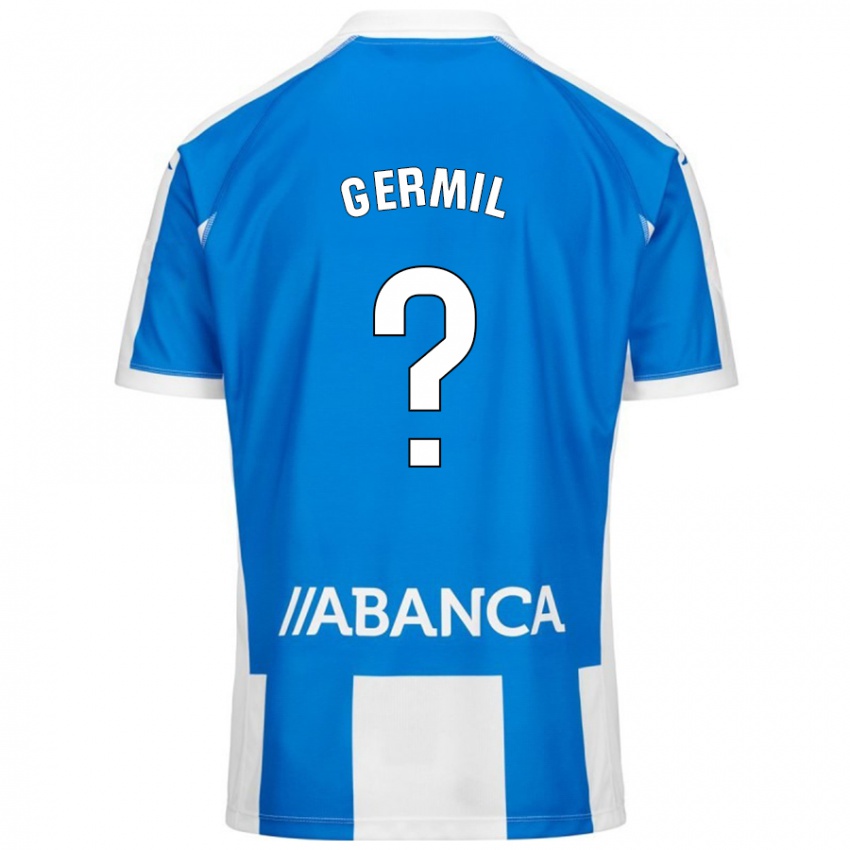 Enfant Maillot Darío Germil #0 Bleu Blanc Tenues Domicile 2024/25 T-Shirt Belgique