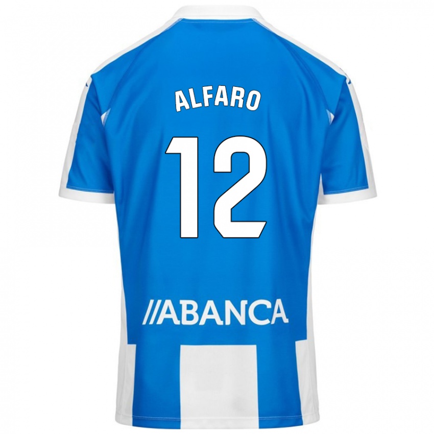 Enfant Maillot Alejandro Alfaro #12 Bleu Blanc Tenues Domicile 2024/25 T-Shirt Belgique