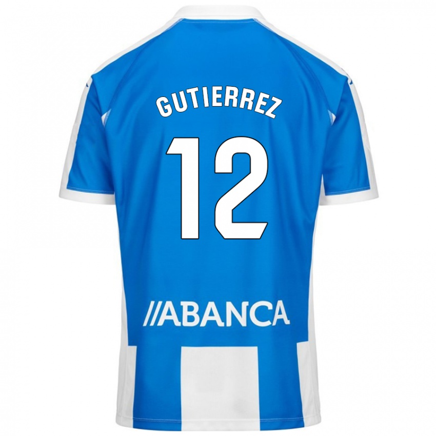 Enfant Maillot Laura Gutiérrez #12 Bleu Blanc Tenues Domicile 2024/25 T-Shirt Belgique