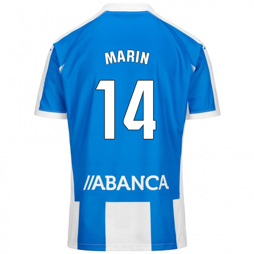 Enfant Maillot Ainhoa Marín #14 Bleu Blanc Tenues Domicile 2024/25 T-Shirt Belgique