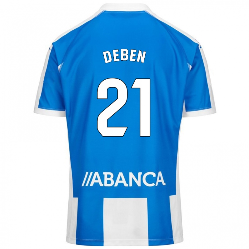 Enfant Maillot Sara Debén #21 Bleu Blanc Tenues Domicile 2024/25 T-Shirt Belgique