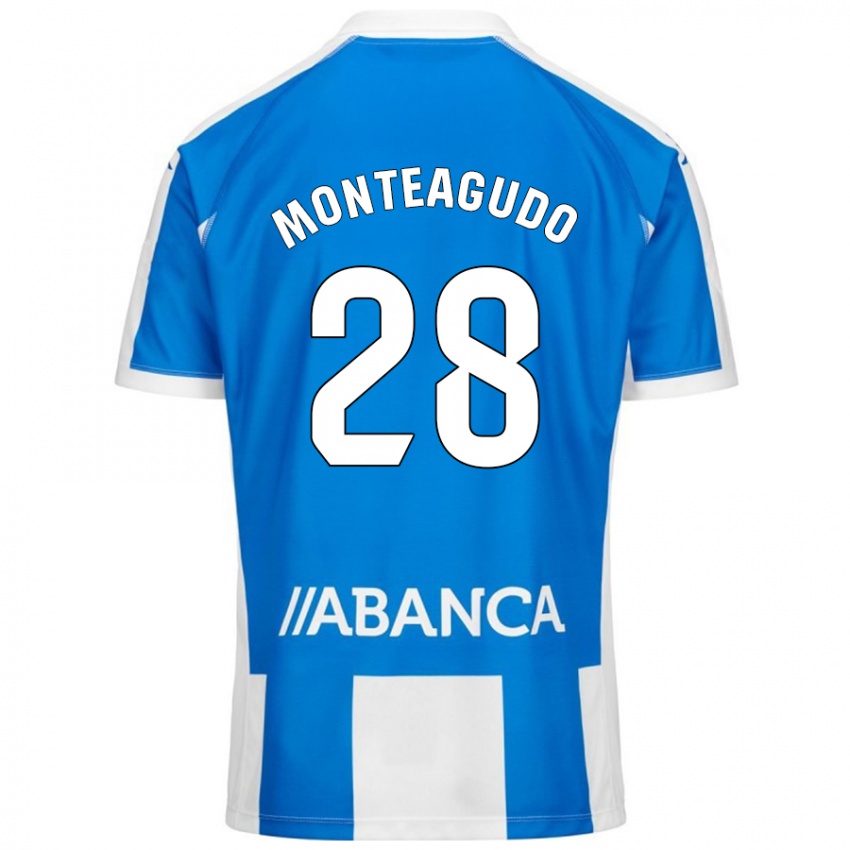 Enfant Maillot Paula Monteagudo #28 Bleu Blanc Tenues Domicile 2024/25 T-Shirt Belgique