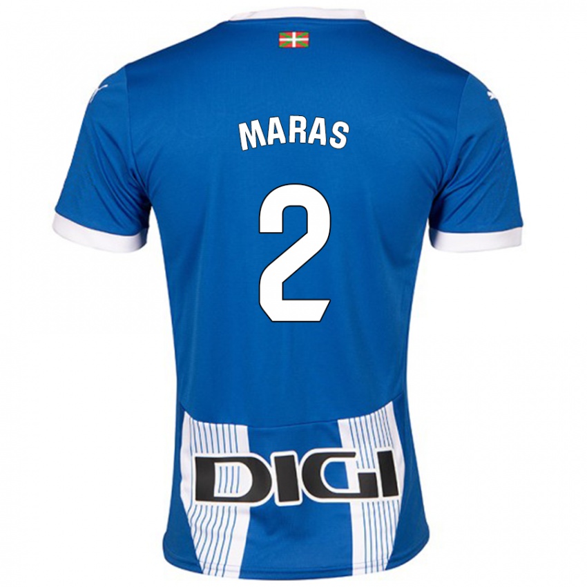 Enfant Maillot Nikola Maras #2 Bleu Tenues Domicile 2024/25 T-Shirt Belgique