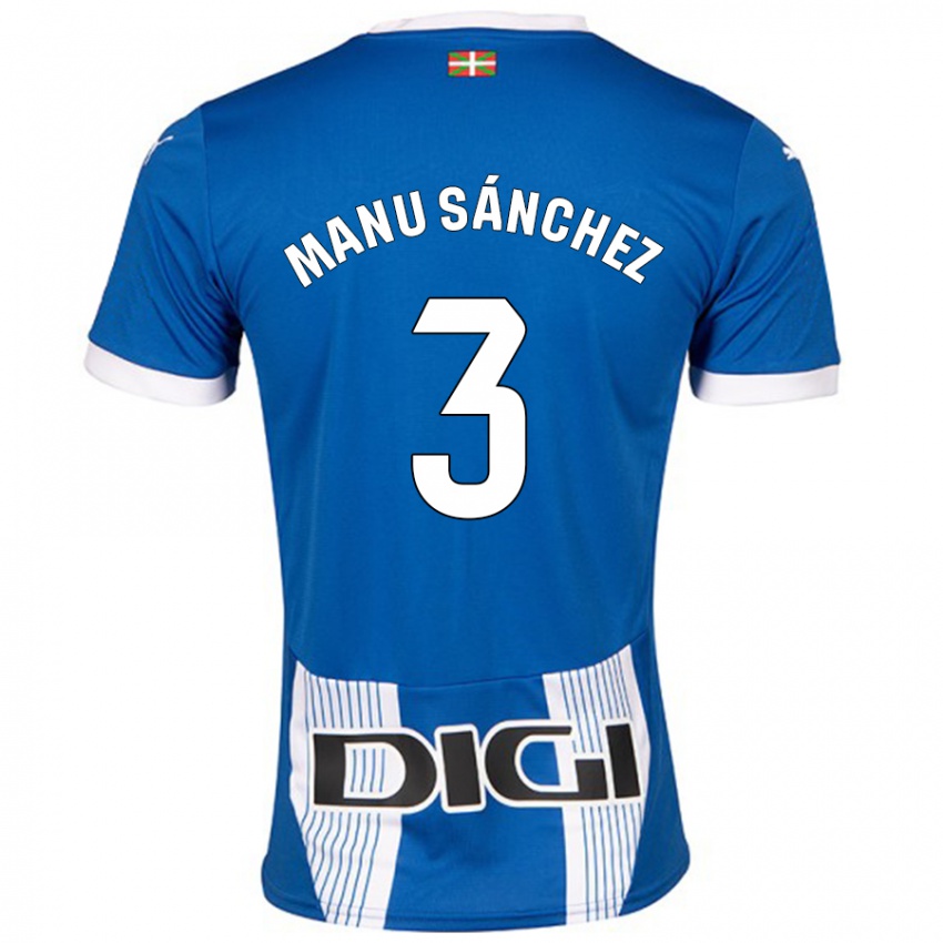 Enfant Maillot Manu Sanchez #3 Bleu Tenues Domicile 2024/25 T-Shirt Belgique