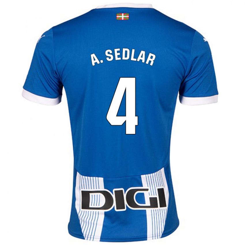 Enfant Maillot Aleksandar Sedlar #4 Bleu Tenues Domicile 2024/25 T-Shirt Belgique