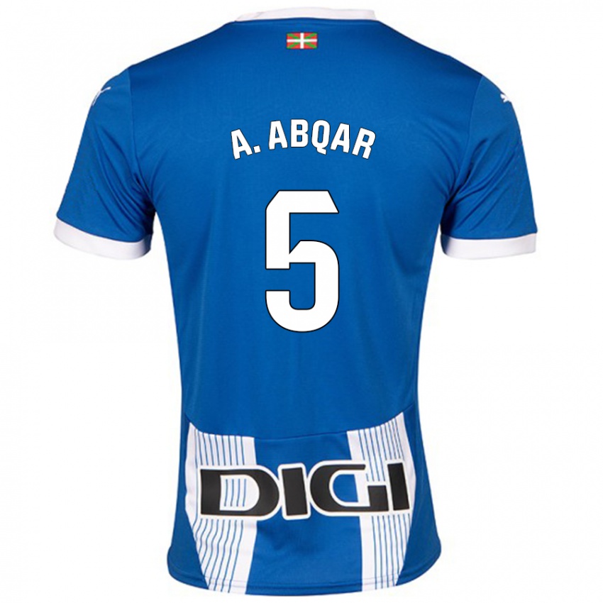 Enfant Maillot Abdel Abqar #5 Bleu Tenues Domicile 2024/25 T-Shirt Belgique