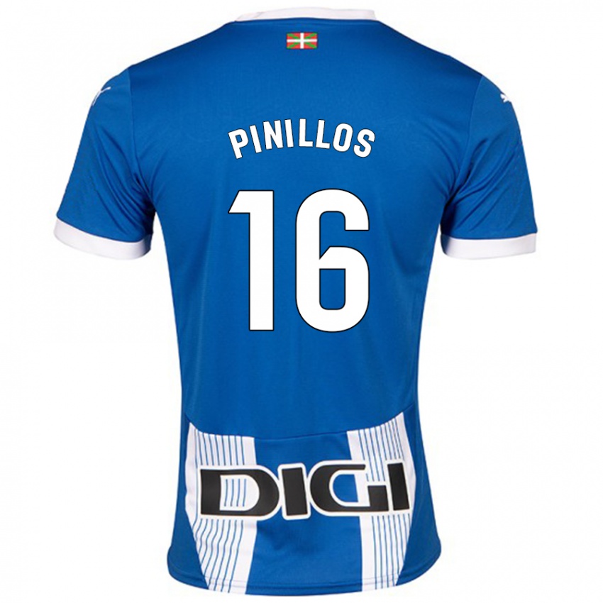 Enfant Maillot Lander Pinillos #16 Bleu Tenues Domicile 2024/25 T-Shirt Belgique