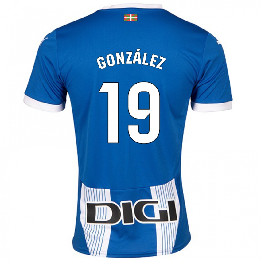 Enfant Maillot Aimar González #19 Bleu Tenues Domicile 2024/25 T-Shirt Belgique