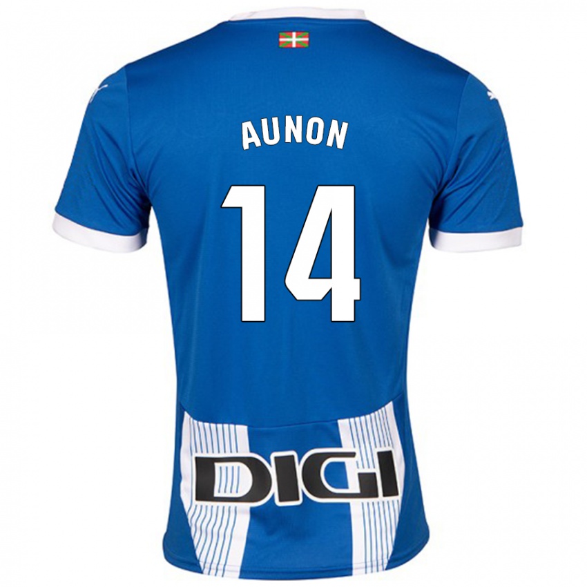 Enfant Maillot Cristina Auñón #14 Bleu Tenues Domicile 2024/25 T-Shirt Belgique