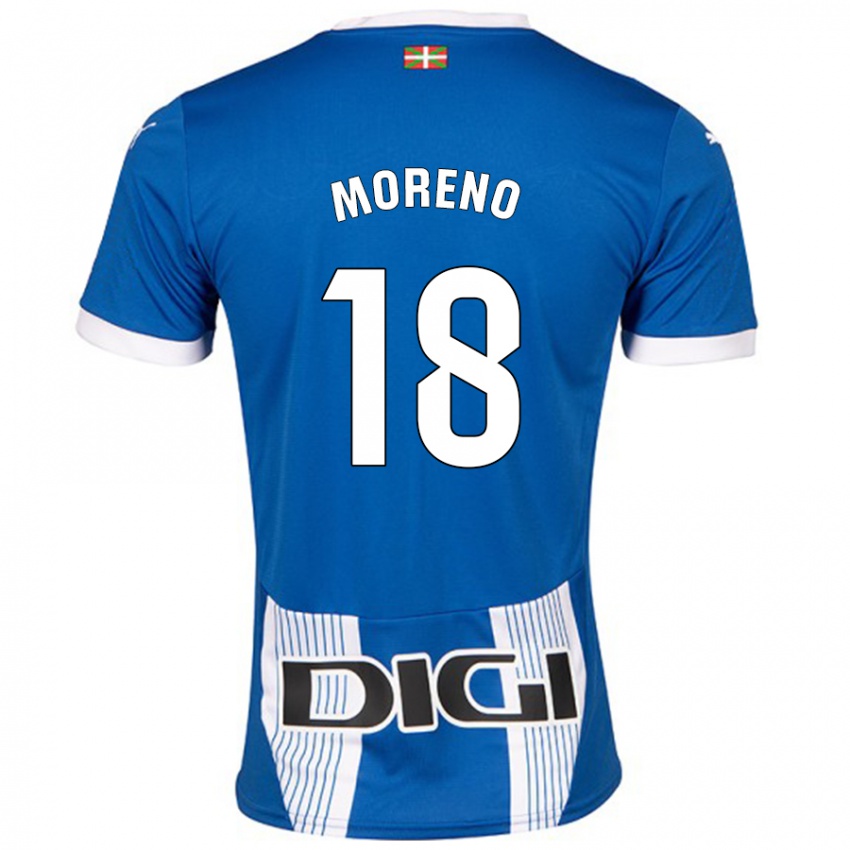 Enfant Maillot Laura Moreno #18 Bleu Tenues Domicile 2024/25 T-Shirt Belgique