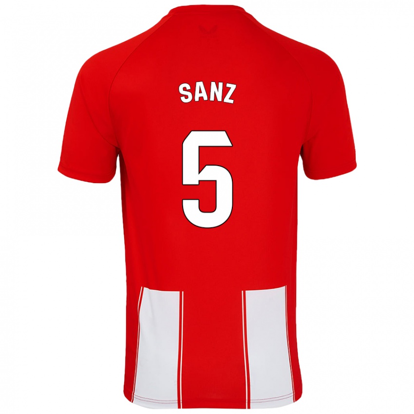 Kinderen Paco Sanz #5 Rood Wit Thuisshirt Thuistenue 2024/25 T-Shirt België