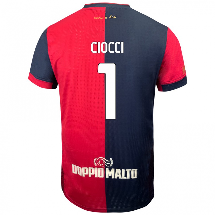 Enfant Maillot Giuseppe Ciocci #1 Rouge Bleu Foncé Tenues Domicile 2024/25 T-Shirt Belgique