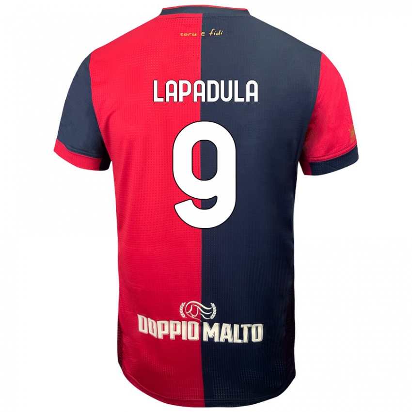 Enfant Maillot Gianluca Lapadula #9 Rouge Bleu Foncé Tenues Domicile 2024/25 T-Shirt Belgique