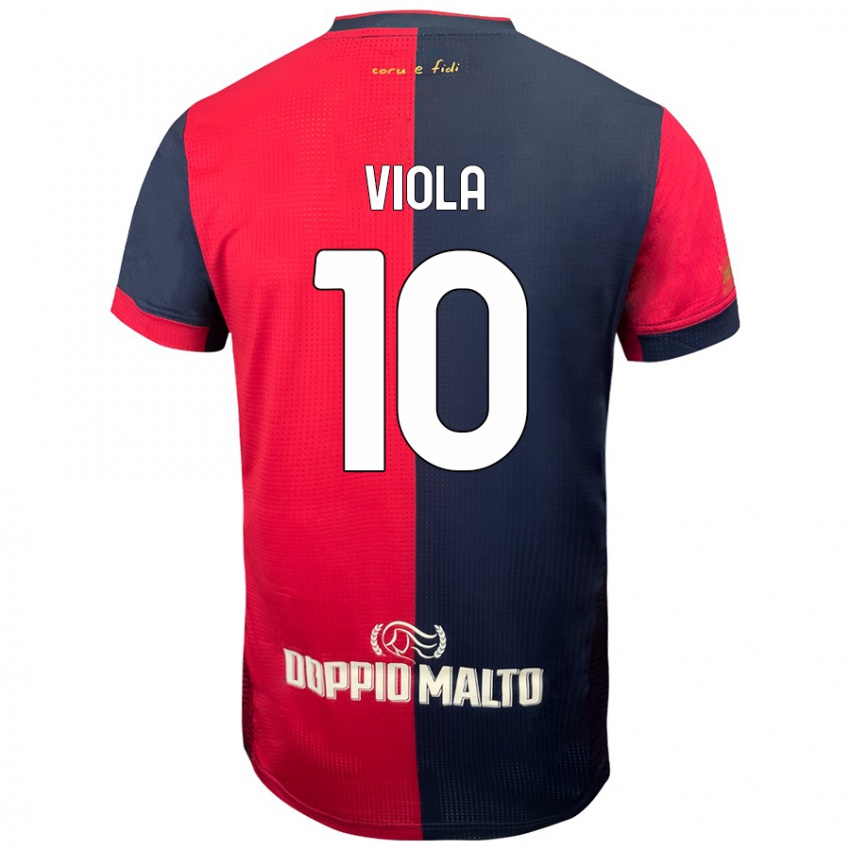 Enfant Maillot Nicolas Viola #10 Rouge Bleu Foncé Tenues Domicile 2024/25 T-Shirt Belgique