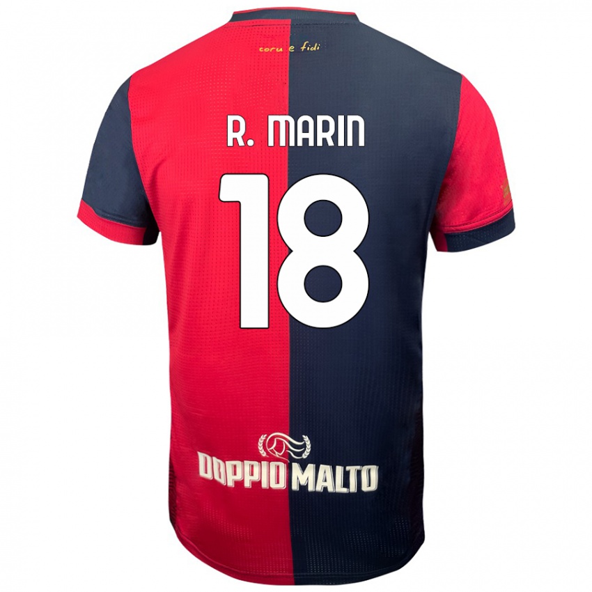 Enfant Maillot Răzvan Marin #18 Rouge Bleu Foncé Tenues Domicile 2024/25 T-Shirt Belgique