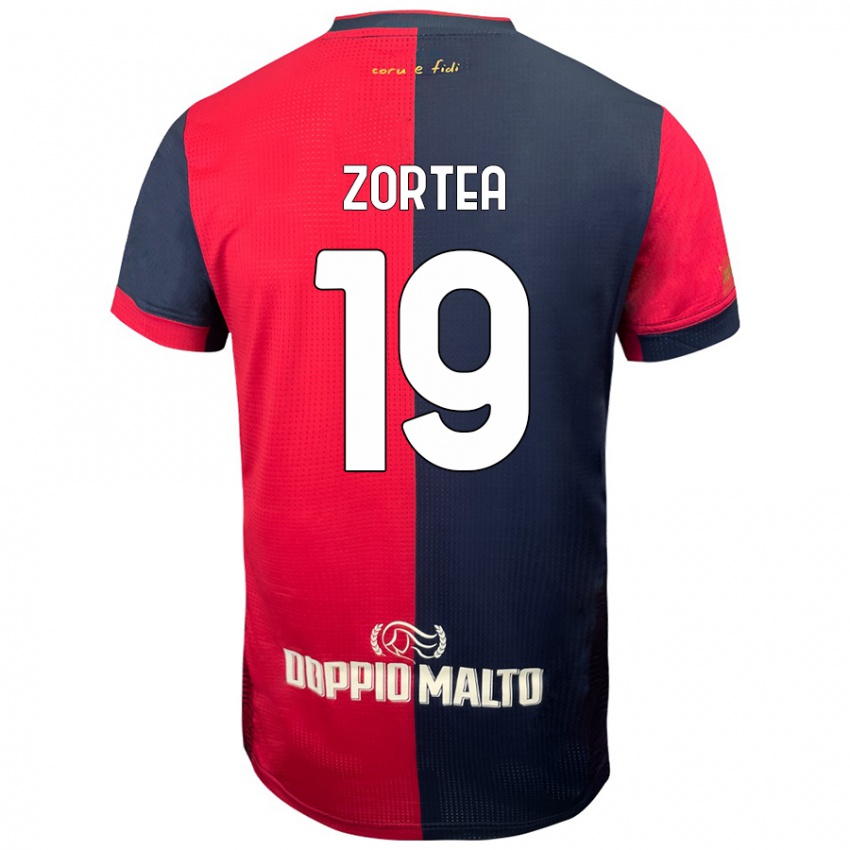 Enfant Maillot Nadir Zortea #19 Rouge Bleu Foncé Tenues Domicile 2024/25 T-Shirt Belgique