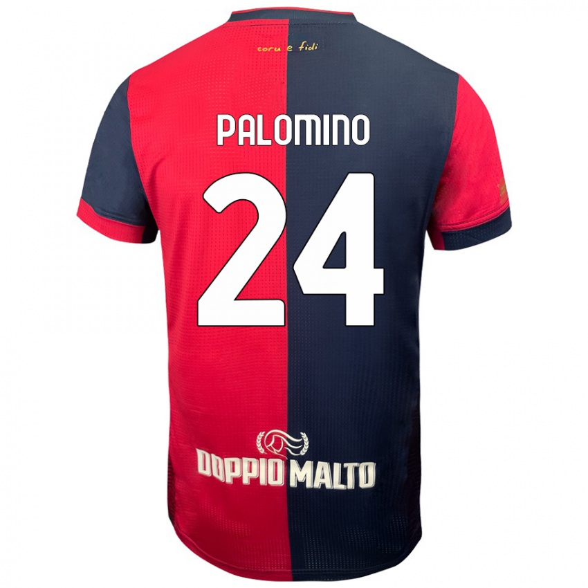 Enfant Maillot José Luis Palomino #24 Rouge Bleu Foncé Tenues Domicile 2024/25 T-Shirt Belgique