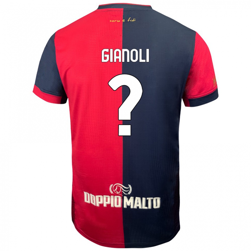 Enfant Maillot Marco Gianoli #0 Rouge Bleu Foncé Tenues Domicile 2024/25 T-Shirt Belgique