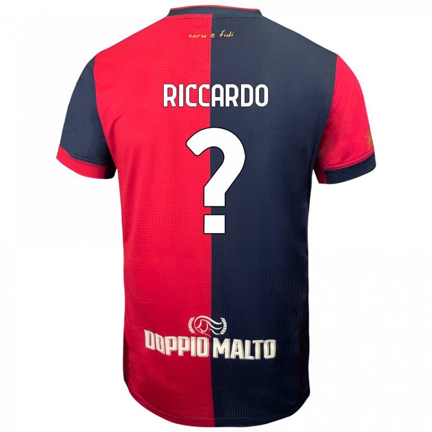 Enfant Maillot Riccardo Congiu #0 Rouge Bleu Foncé Tenues Domicile 2024/25 T-Shirt Belgique