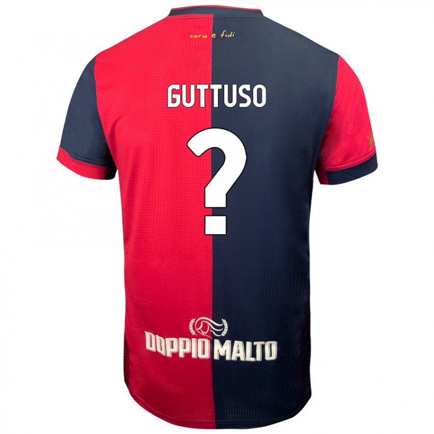 Enfant Maillot Iacopo Guttuso #0 Rouge Bleu Foncé Tenues Domicile 2024/25 T-Shirt Belgique