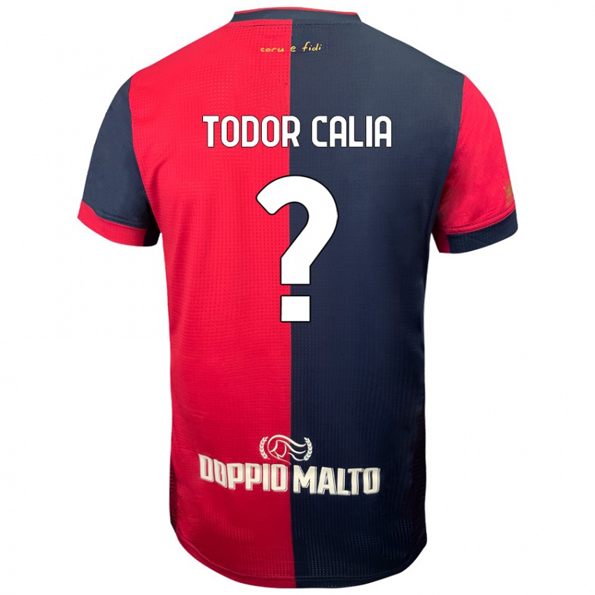 Enfant Maillot Francesco Todor Calia #0 Rouge Bleu Foncé Tenues Domicile 2024/25 T-Shirt Belgique