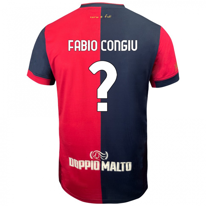 Enfant Maillot Fabio Congiu #0 Rouge Bleu Foncé Tenues Domicile 2024/25 T-Shirt Belgique