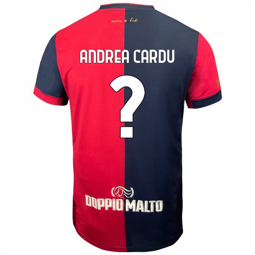 Enfant Maillot Gian Andrea Cardu #0 Rouge Bleu Foncé Tenues Domicile 2024/25 T-Shirt Belgique