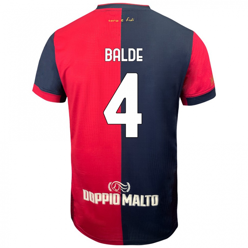 Enfant Maillot Mamadou Balde #4 Rouge Bleu Foncé Tenues Domicile 2024/25 T-Shirt Belgique