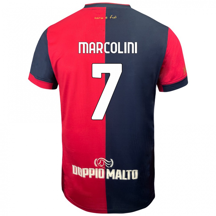 Enfant Maillot Diego Marcolini #7 Rouge Bleu Foncé Tenues Domicile 2024/25 T-Shirt Belgique