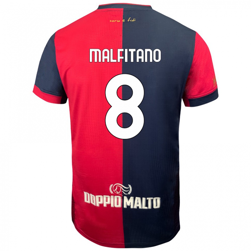 Enfant Maillot Roberto Malfitano #8 Rouge Bleu Foncé Tenues Domicile 2024/25 T-Shirt Belgique