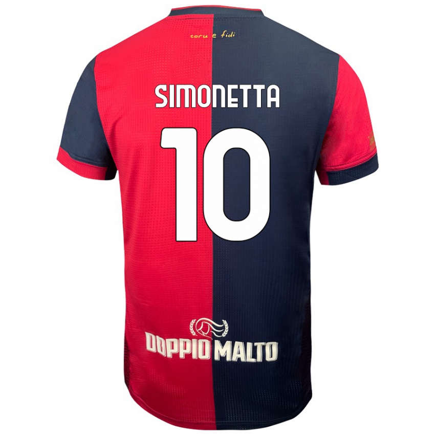 Enfant Maillot Jacopo Simonetta #10 Rouge Bleu Foncé Tenues Domicile 2024/25 T-Shirt Belgique