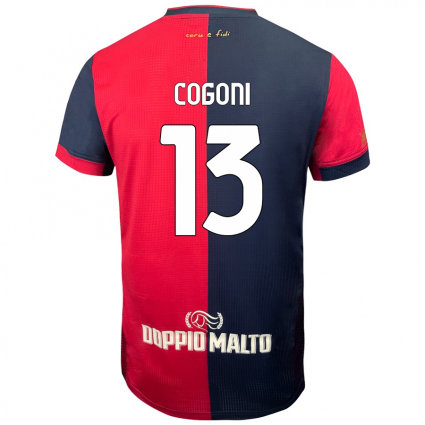 Enfant Maillot Andrea Cogoni #13 Rouge Bleu Foncé Tenues Domicile 2024/25 T-Shirt Belgique