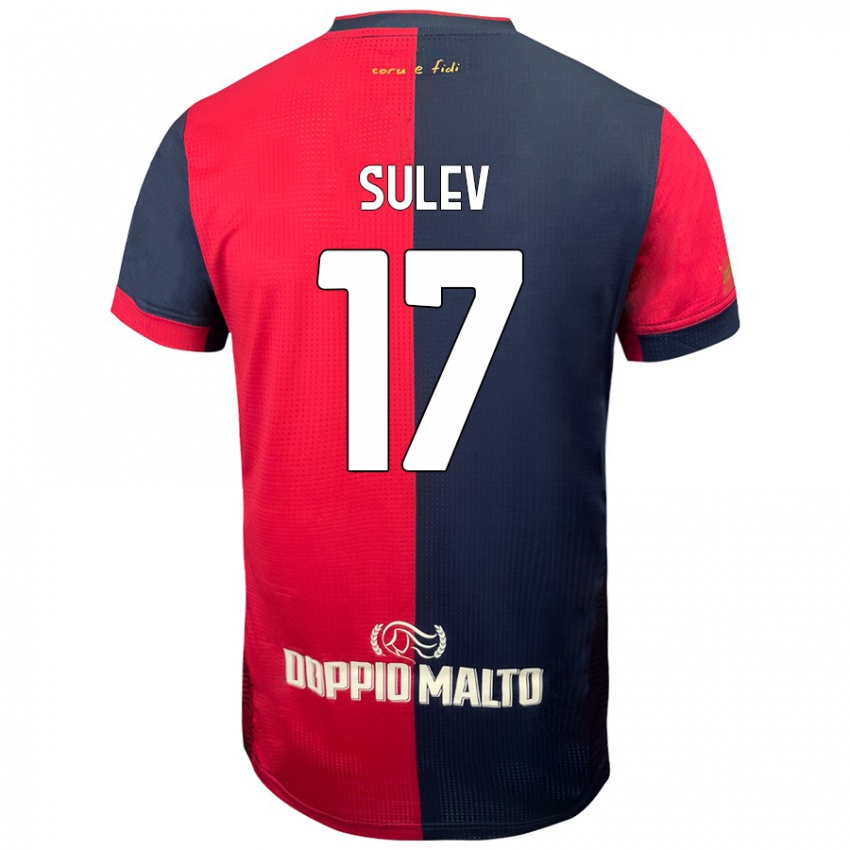 Enfant Maillot Ivan Sulev #17 Rouge Bleu Foncé Tenues Domicile 2024/25 T-Shirt Belgique