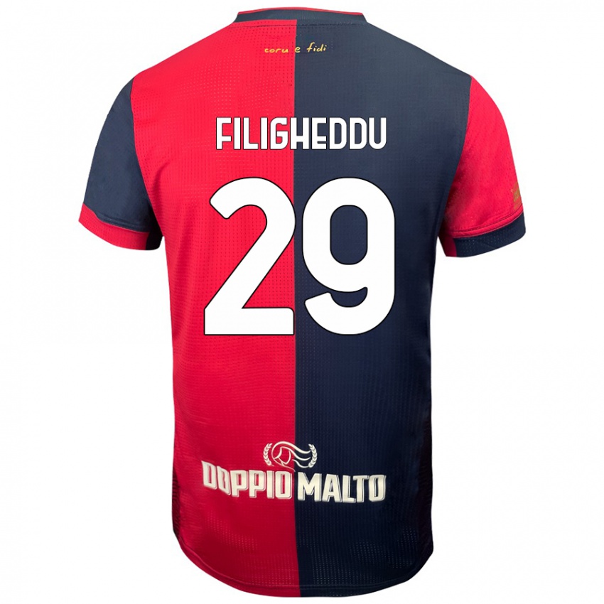 Enfant Maillot Daniele Filigheddu #29 Rouge Bleu Foncé Tenues Domicile 2024/25 T-Shirt Belgique