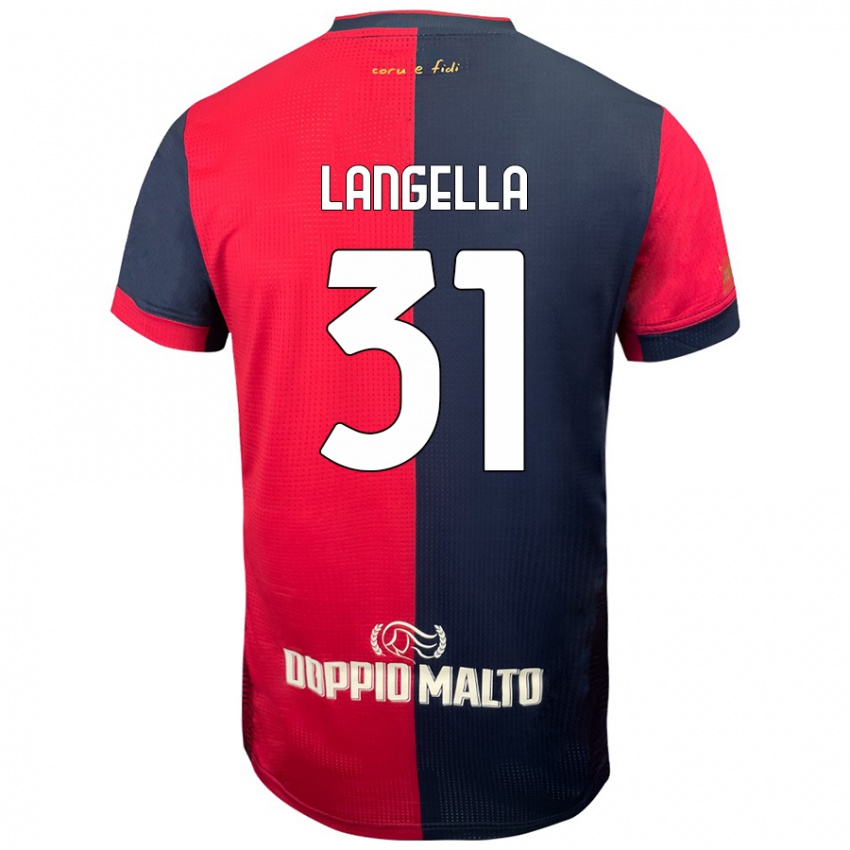 Enfant Maillot Matteo Langella #31 Rouge Bleu Foncé Tenues Domicile 2024/25 T-Shirt Belgique