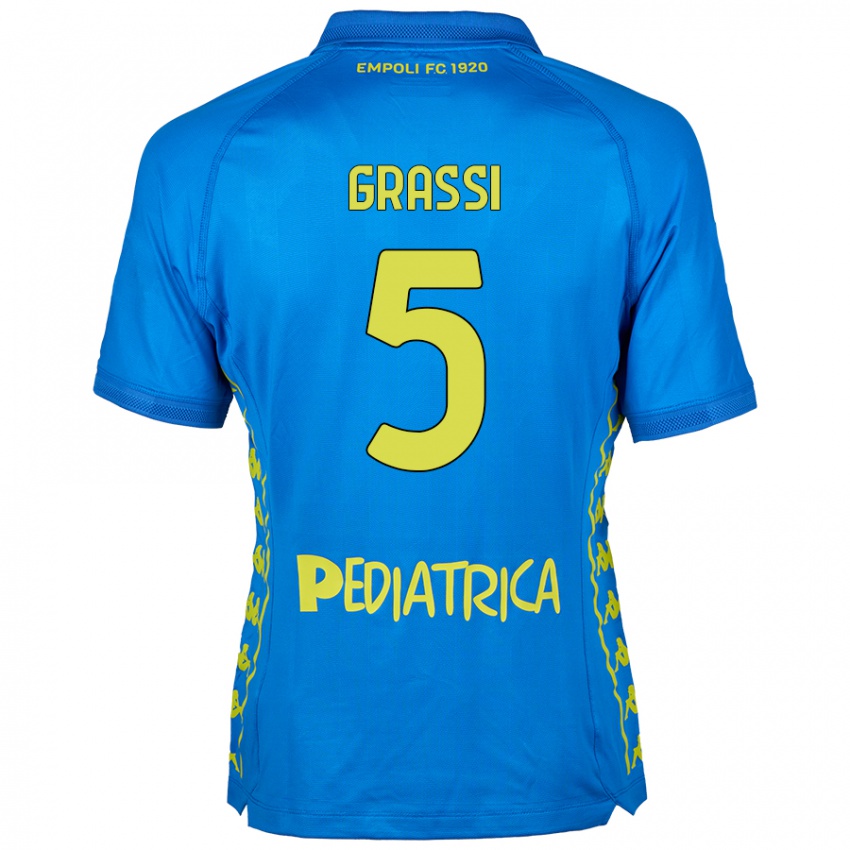 Enfant Maillot Alberto Grassi #5 Bleu Tenues Domicile 2024/25 T-Shirt Belgique