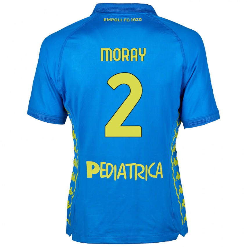 Enfant Maillot Jeremy Moray #2 Bleu Tenues Domicile 2024/25 T-Shirt Belgique