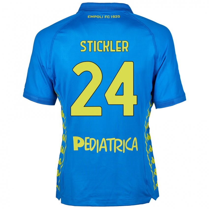 Enfant Maillot Mateo Stickler #24 Bleu Tenues Domicile 2024/25 T-Shirt Belgique