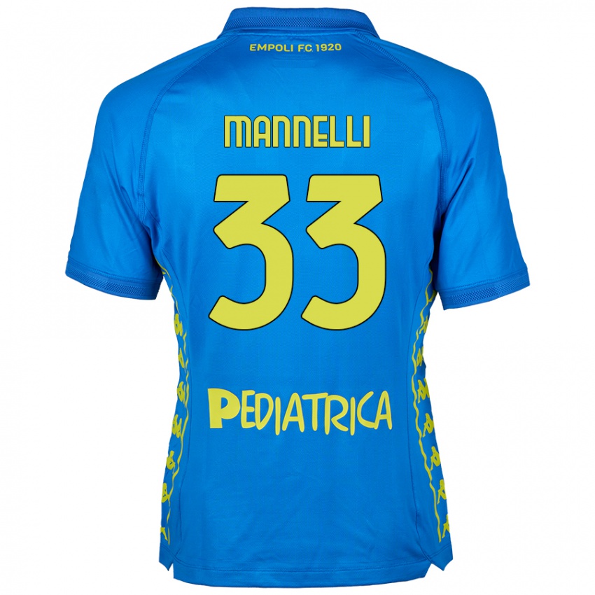 Enfant Maillot Matteo Mannelli #33 Bleu Tenues Domicile 2024/25 T-Shirt Belgique